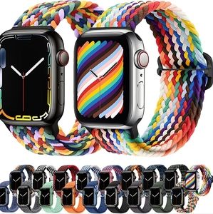 2 Pack Atenzol Braided Watch Bands Elastic Solo Loop Compatible With Apple Watch